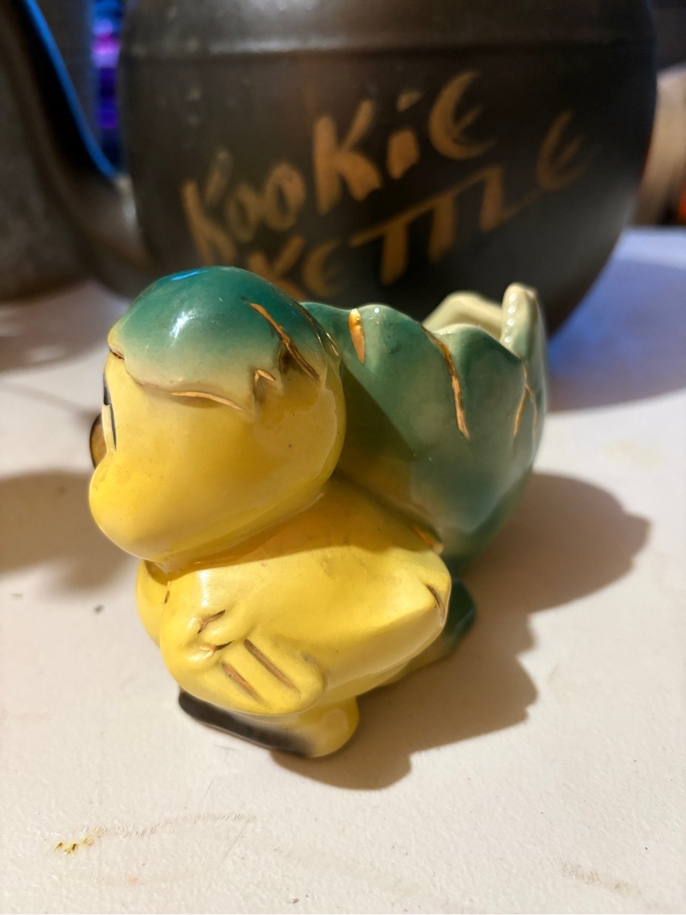 Shawnee Vintage Ceramic Duck Planter - Yellow & Teal - Picture 3 of 10